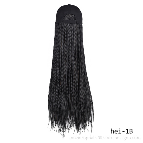 Hat Wig with 24 Inch High Temperature Fiber Box Braids Full Density Braids Extension Multifunctional Baseball Cap Wig